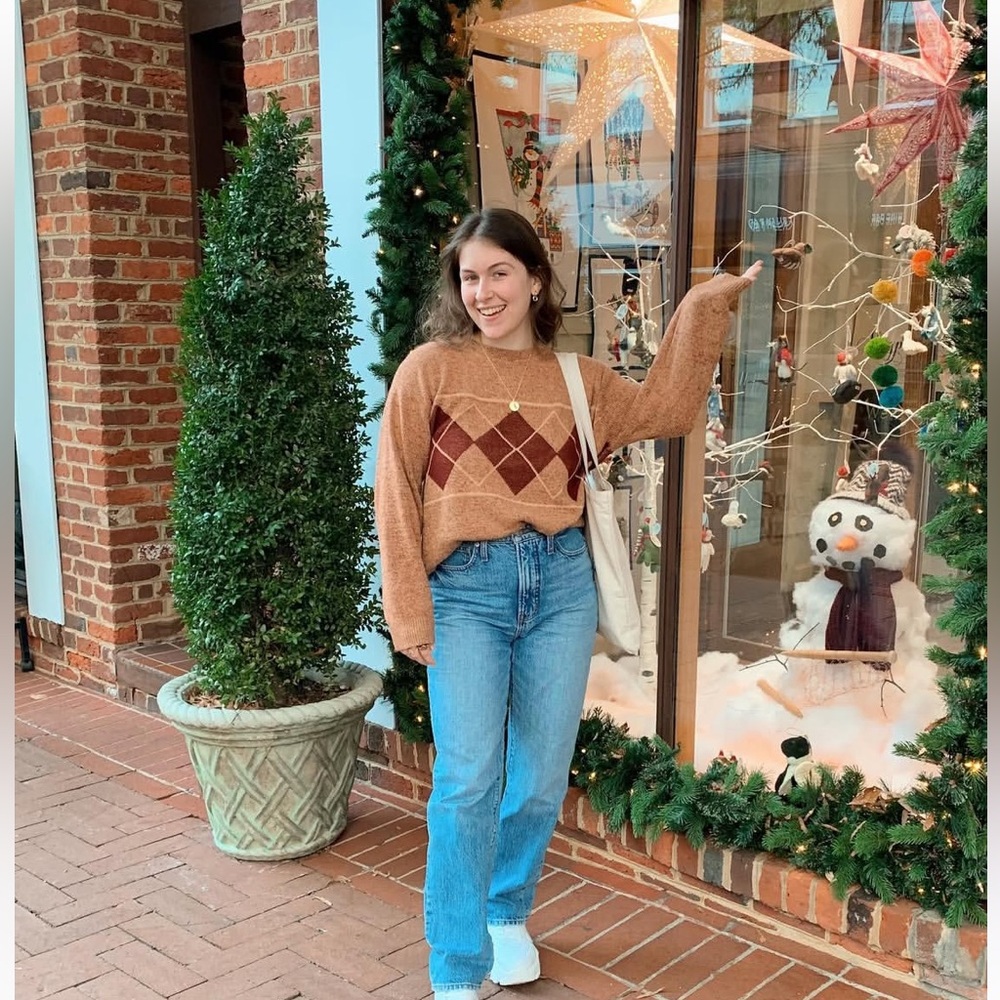 Vintage Brown Argyle Crewneck Sweater